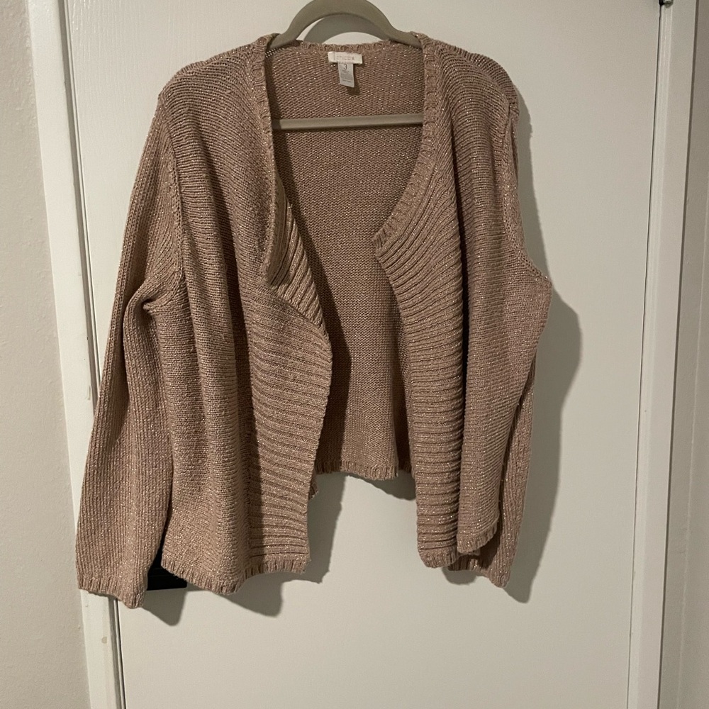 Chico's Beige Open-Front Cardigan